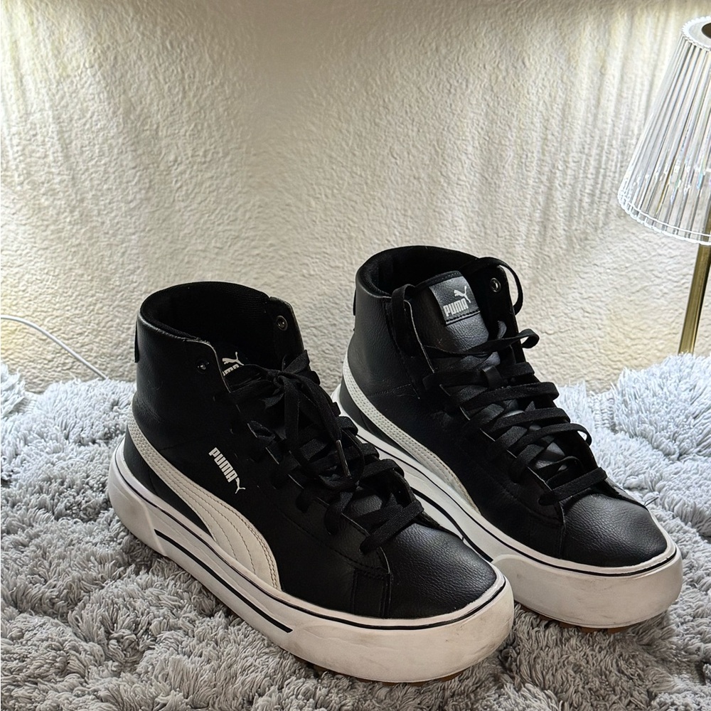 PUMA Black and White High-Top Sneakers